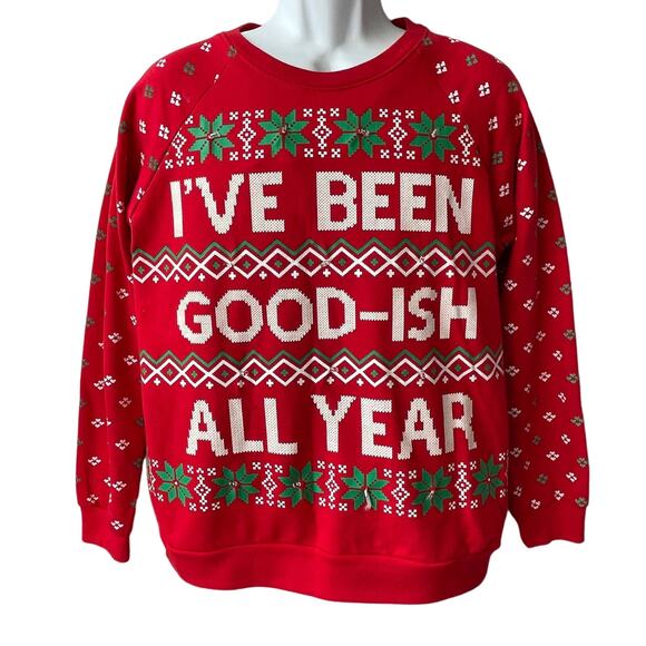 FREEZE Santa I've Been Good-ish Light Up Ugly Christmas Sweatshirt Size Large - Picture 1 of 4